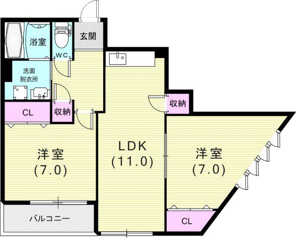 LA FAMILLE(2LDK/3階)の間取り写真