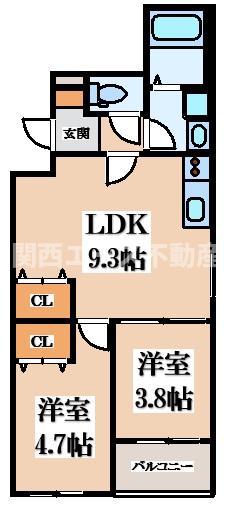 D PORTA SCALARI(2LDK/3階)の間取り写真