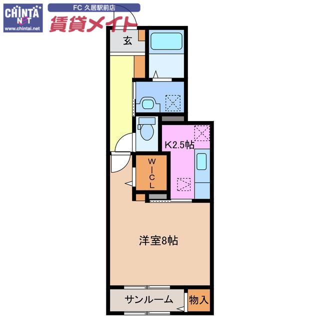 ヒカルサ 津上浜(1K/1階)の間取り写真