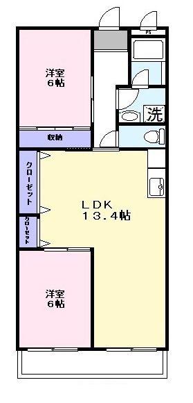 マンション亨(2LDK/3階)の間取り写真