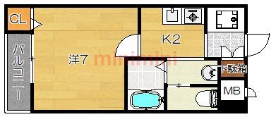 T・BELLE・CASA(1K/3階)の間取り写真