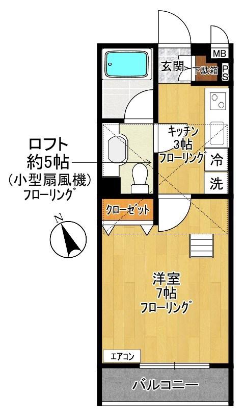 プレミール枡形(1K/1階)の間取り写真