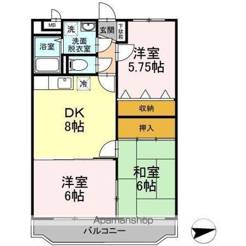 サンローゼ三島(3DK/2階)の間取り写真