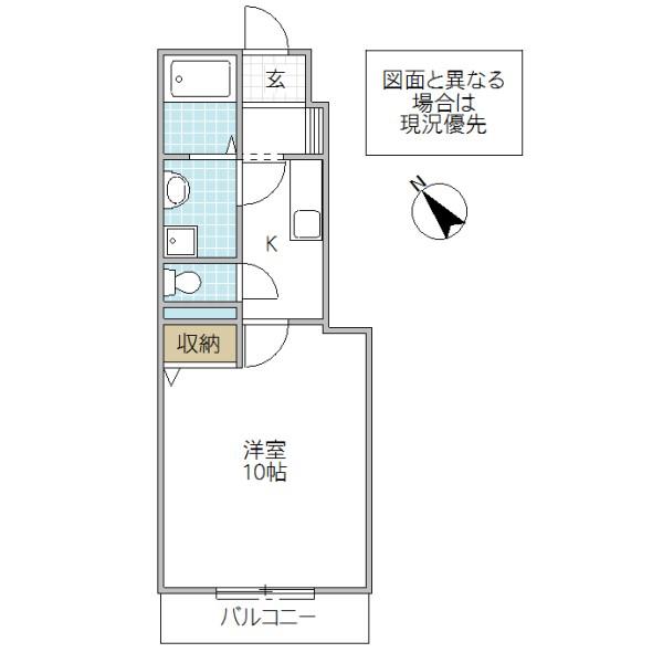 T-FLAT A(1K/1階)の間取り写真