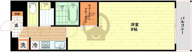 LUXE難波南(1K/9階)の間取り写真