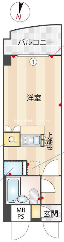 ワコーレ所沢(ワンルーム/4階)の間取り写真