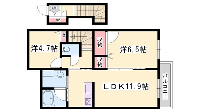 クリスタル(2LDK/2階)の間取り写真