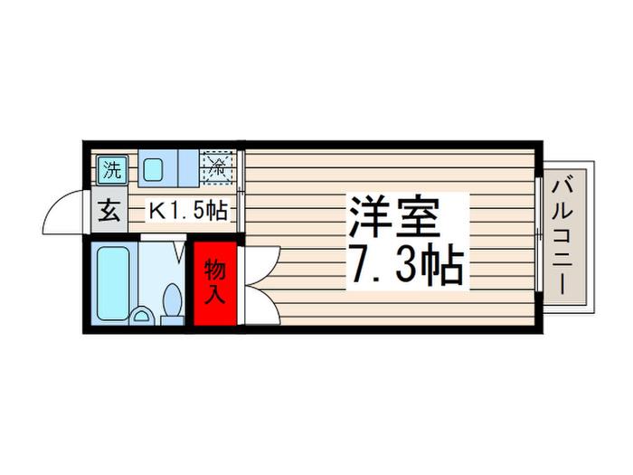 メゾンG1(1K/1階)の間取り写真
