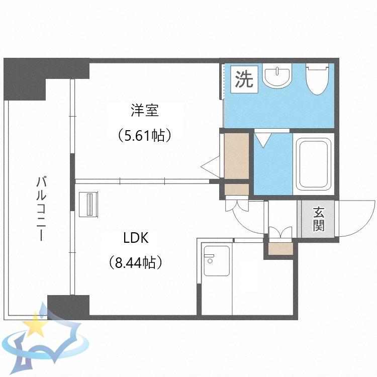 プライマル札幌北4条(1LDK/6階)の間取り写真
