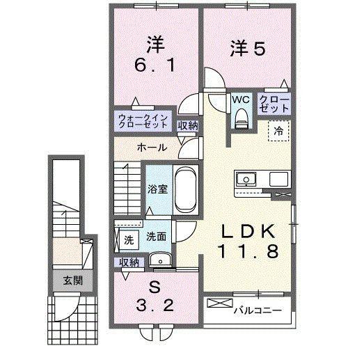 グランメゾンIII(2LDK/2階)の間取り写真