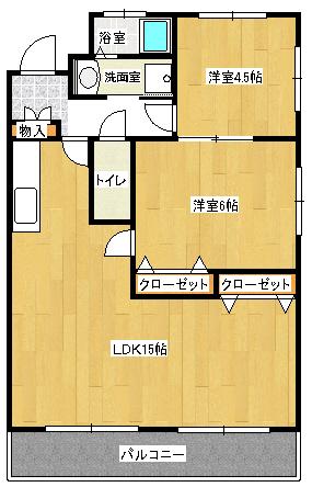 貸マンション(2LDK/4階)の間取り写真