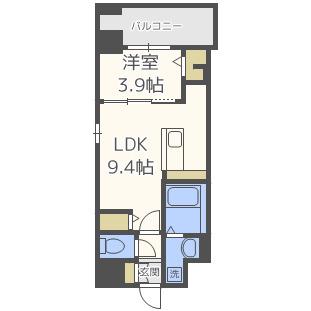 フィーノ南福岡(1LDK/8階)の間取り写真