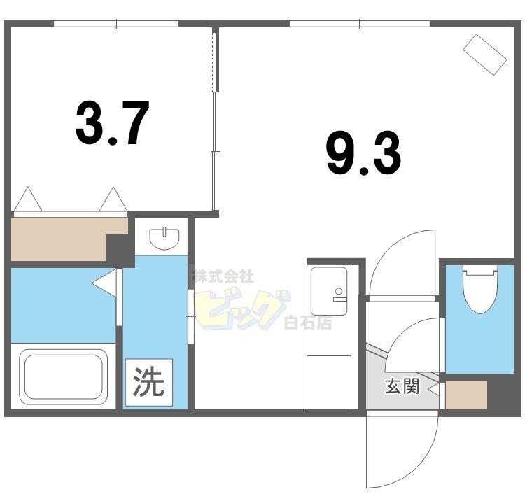RIN南郷(1LDK/1階)の間取り写真