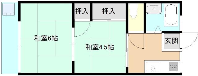 ことぶき荘(2K/2階)の間取り写真
