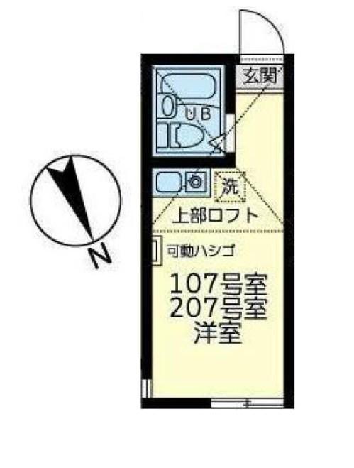 カーザ ビアンカ(ワンルーム/1階)の間取り写真