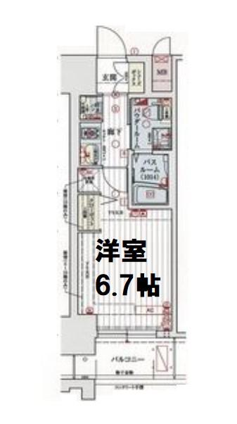 エステムコート阿波座プレミアム(1K/7階)の間取り写真
