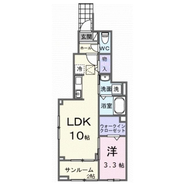 ヒカルサ清水本町(1LDK/1階)の間取り写真