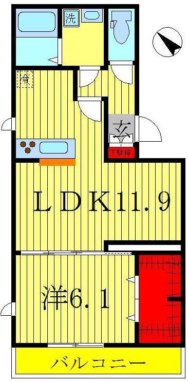 ノールメゾン南流山 I(1LDK/1階)の間取り写真