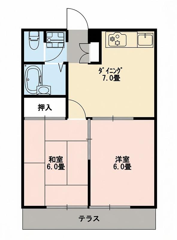 エステートピア加藤(2DK/1階)の間取り写真
