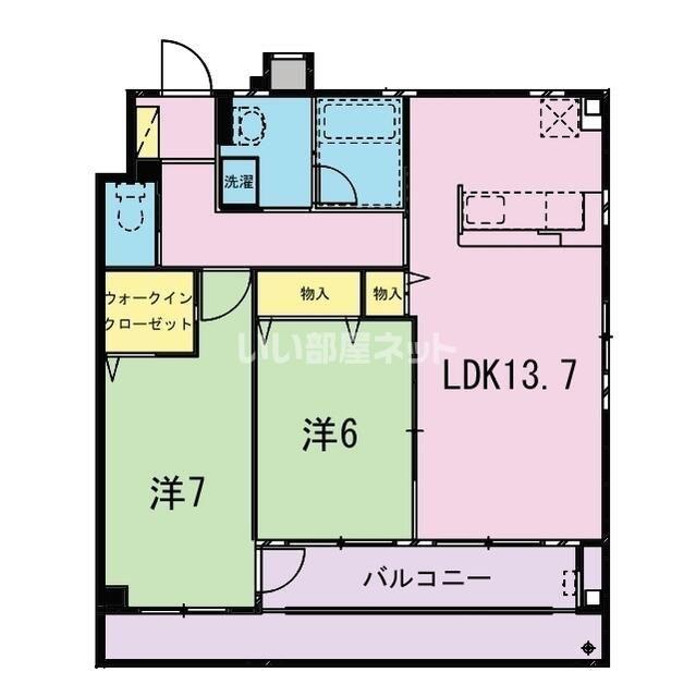 フロイデ堂林(2LDK/2階)の間取り写真