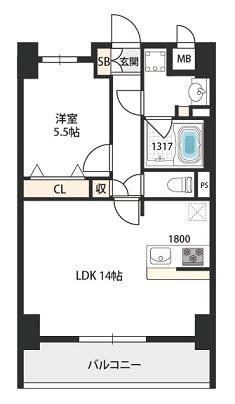 ベルンガーデン上本町(1LDK/3階)の間取り写真