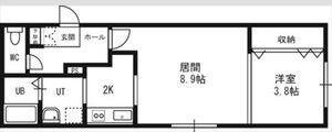 プリマべーラ二十四軒(1LDK/2階)の間取り写真