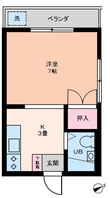 ハイツことぶき(1K/2階)の間取り写真