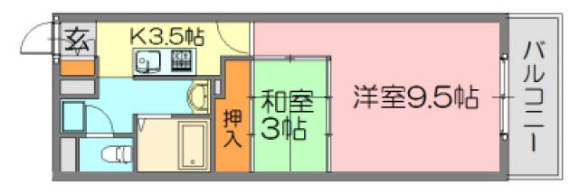 クレベール相原(2K/3階)の間取り写真