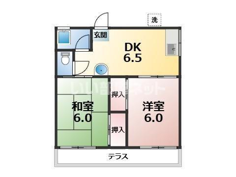 ヴィラ霞(2DK/1階)の間取り写真