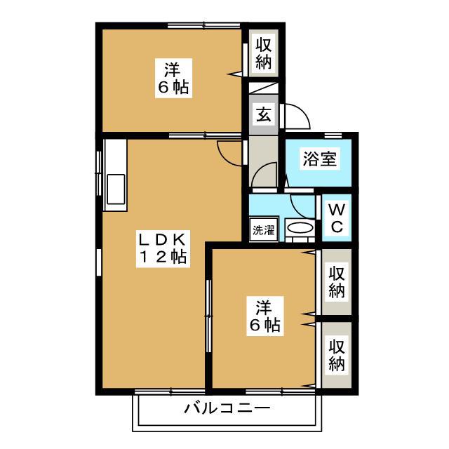 セジュール8たなかA棟(2LDK/1階)の間取り写真
