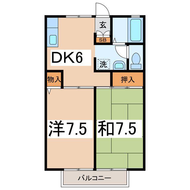 グレイス(2DK/1階)の間取り写真