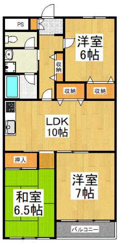 ヘリオス天神町レジデンス(3LDK/4階)の間取り写真