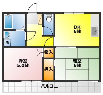 コーポ未来(2DK/2階)の間取り写真