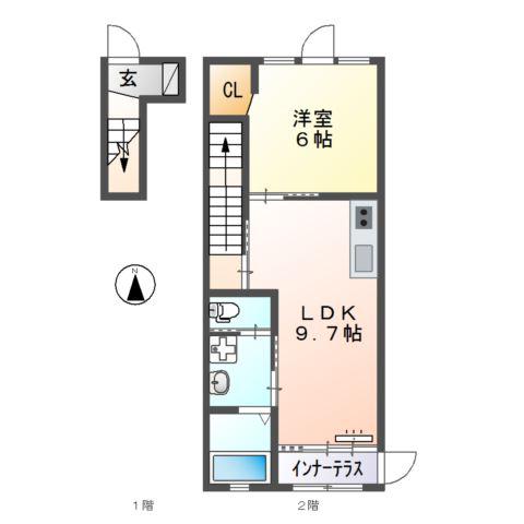 メゾンさくら(1LDK/2階)の間取り写真