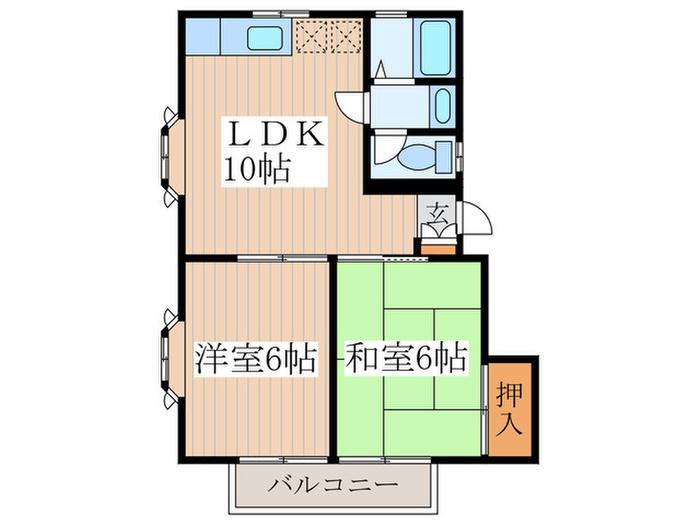 カサ・ヴェルデ(2LDK/2階)の間取り写真