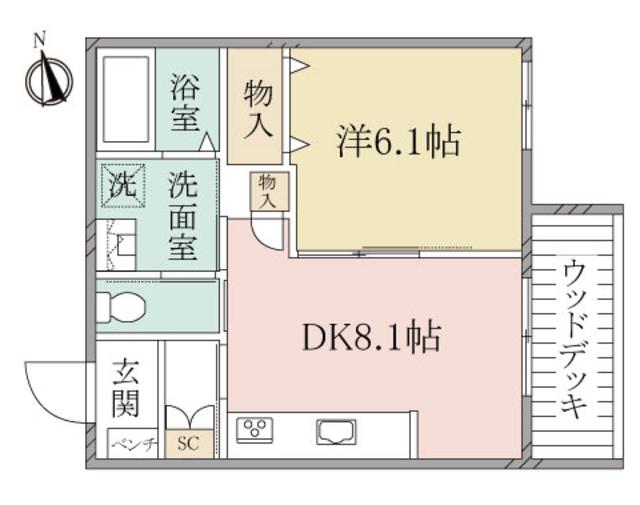ヘーベルヴィレッジ高円寺北ルティルオプス高円寺(1DK/1階)の間取り写真