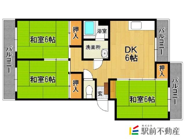 フォーサイト紫R・VIEW TERRACE(3DK/3階)の間取り写真