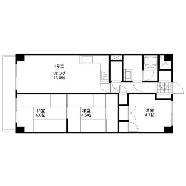 ブリストル(3LDK/4階)の間取り写真