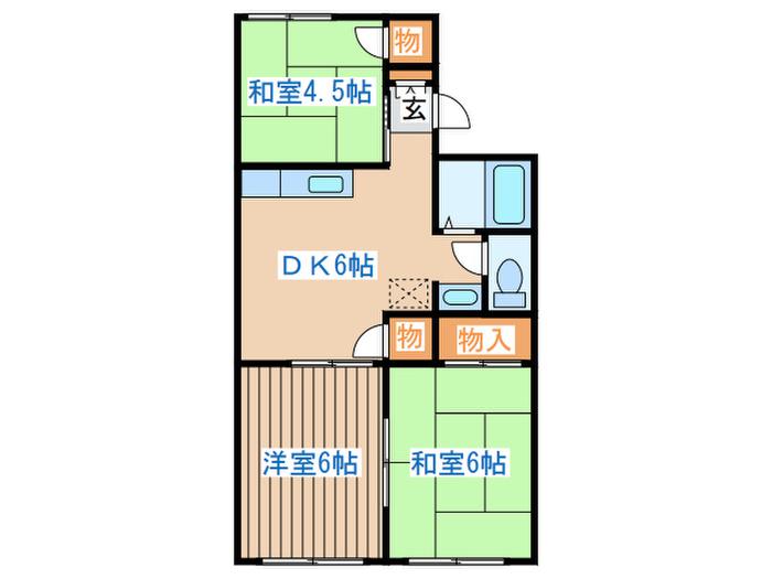 コーポ石橋A(3DK/2階)の間取り写真