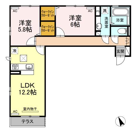 ロイヤルハイム(2LDK/1階)の間取り写真