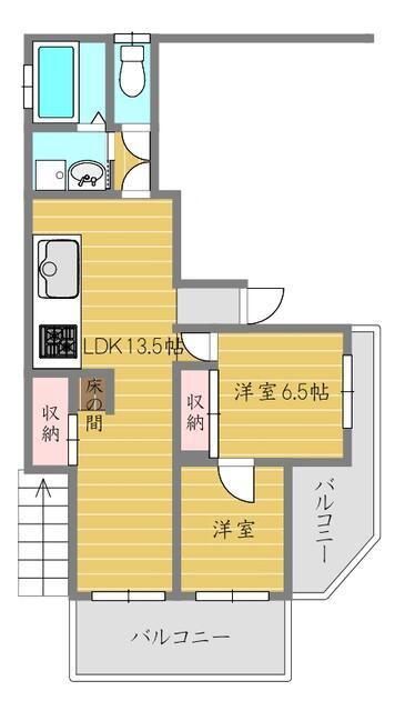 メイプル潮見(2LDK/1階)の間取り写真
