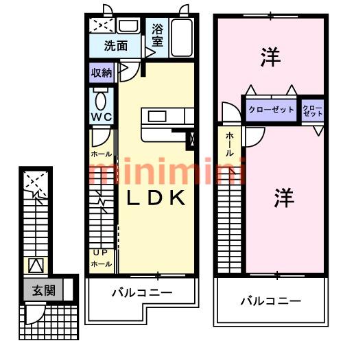 サンシャイン茨木I(2LDK/2階)の間取り写真