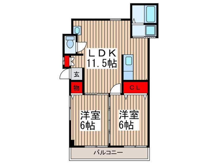 コーポのぞみ(2LDK/1階)の間取り写真