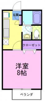 クラージュⅡ(1K/2階)の間取り写真