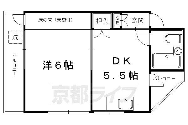 ハイツタチバナ(1DK/2階)の間取り写真