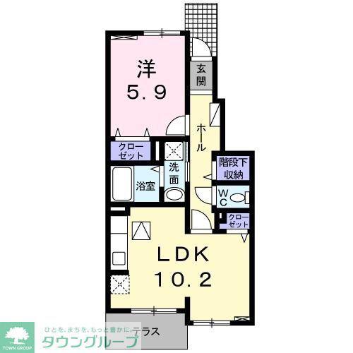 メゾン シエル フルール(1LDK/1階)の間取り写真
