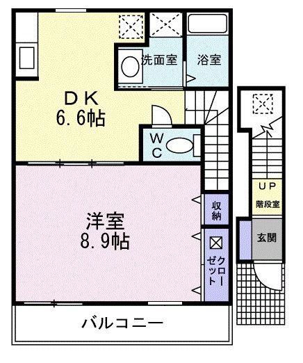サン スクエア(1DK/2階)の間取り写真