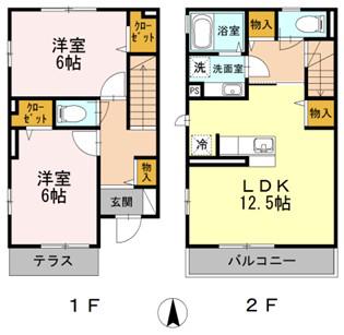 DETSUJOUER I(2LDK/1階)の間取り写真