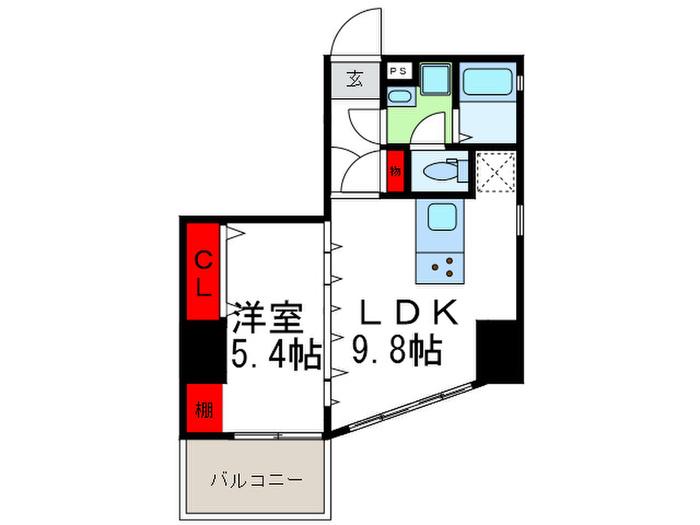 BRUNFORT(1LDK/4階)の間取り写真
