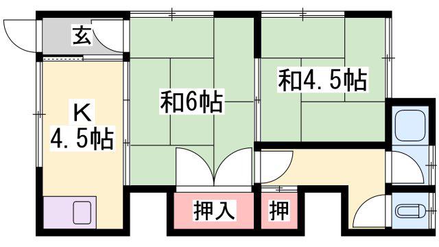 東光ハイツ(2K/2階)の間取り写真